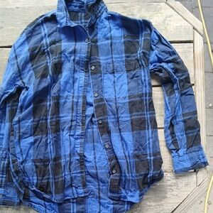 Women's Blue Plaid Shirt